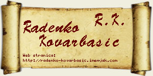 Radenko Kovarbašić vizit kartica